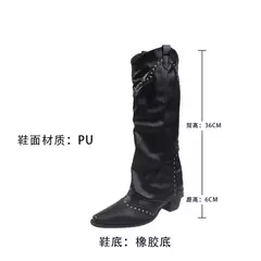 Imagem do Botas altas de coxa para mulheres, botas longas de cavaleiro feminino, sapato grosso, zíperes traseiros, moda para meninas, inverno