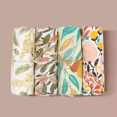 Elinfant-Rainbow Cor Musselina Swaddle Blankets, 100% Algodão, Recém-nascido Bebê Banho Toalha Envoltório, Gift Set Popular, Bambu, 4Pcs