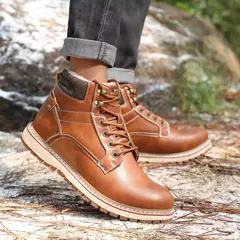 Penicfine Botas de caminhada masculinas de inverno com forro quente e botas de neve ao ar livre à prova d'água antiderrapante botas de caminhada na internet