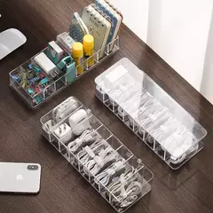 Caixa De Armazenamento De Cabo De Plástico Transparente, à Prova De Poeira Headset Container, Linha De Dados Acessórios, Linha De Carregamento Organizador