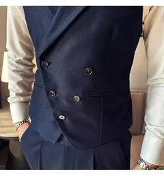Blazers colete de peito duplo masculino, terno casual slim fit masculino, colete de ajuste de alta qualidade, roupas de marca primavera, 2023 € - comprar online