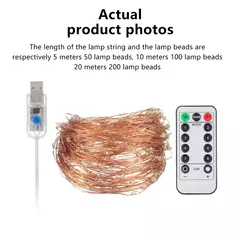 Imagem do USB LED Copper Silver Wire String Lights, Luzes de fadas impermeáveis, Guirlanda Luz, Natal, Festa de casamento, Decorativo, 5m, 10m, 20m