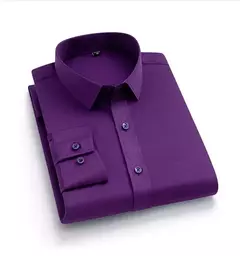 Imagem do Camisa elástica de manga comprida masculina, camisa gola alta, sem engomar, vestido de negócios, traje profissional de trabalho