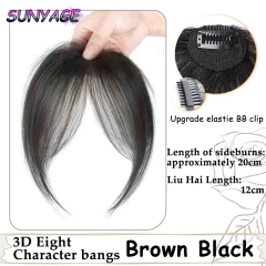 Imagem do Sunyage sintético falso ar franja natural testa falso franja cabelo bang peruca curto invisível clipe em extensões de cabelo postiços