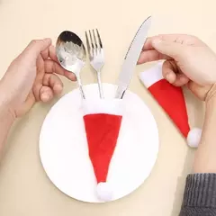 Feliz natal decoração 2023 natal talheres saco titular chapéu de natal garfo faca saco ornamento decoração de natal na internet