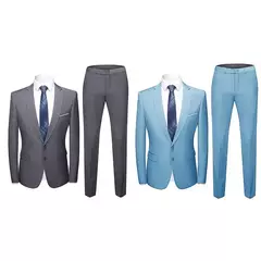 Conjunto de terno de peito único masculino, costura fina, lapela emagrecedora, noivo na moda, 1 conjunto na internet