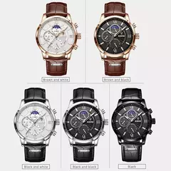 LIGE-Relógio de quartzo de couro marrom de luxo masculino, relógio impermeável, relógios esportivos, marca superior, casual, novo, 2022 - loja online