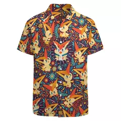 Imagem do Camiseta havaiana masculina de manga curta, estampa de ovelha 3D, roupas de praia soltas, camisas grandes, verão