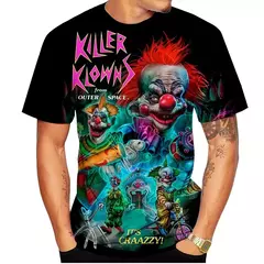 T-shirt de manga curta para homens e mulheres, impressão do palhaço 3d, casual, unisex, hip hop, horror, legal, nova moda verão na internet