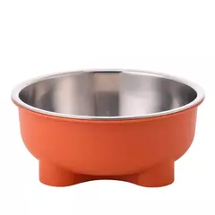 1pc tigela de quatro pernas de cor sólida de aço inoxidável para cães de estimação e tigela de gato para uso interno e externo