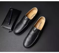 Couro de vaca natural masculino mocassins de couro genuíno italiano, sapatos de vestido masculino, calçado formal, casual, marca, venda