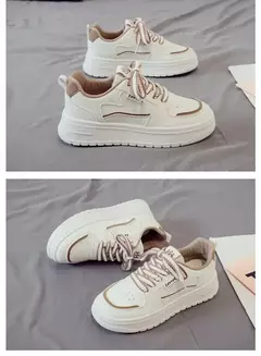 Sapatilhas femininas de plataforma, sapatos vulcanizados, sapatos de caminhada casuais, sapatilhas grossas, tênis branco, novo, 2022, 2024 - loja online
