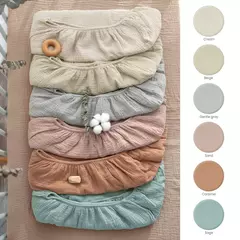 Conjunto de cama de algodão para bebê recém-nascido, cor lisa, musselina, berço cabido folha, lençol berço na internet