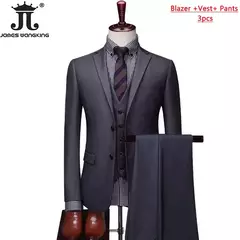 Monocromático Terno de escritório formal, vestido de casamento do noivo, blazer de marca high-end, calças colete, S-6XL, conjunto de 3 peças, vestido de festa - loja online