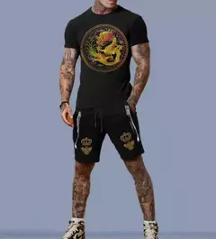 Fato de treino de manga curta masculino, conjunto de roupas Hip Hop, algodão, moda verão, venda quente, novo - loja online