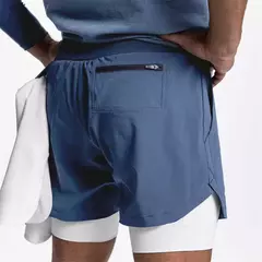 Calções esportivos masculinos de deck duplo, secagem rápida, moletom de corrida muscular, 2 em 1, treino de fitness, verão