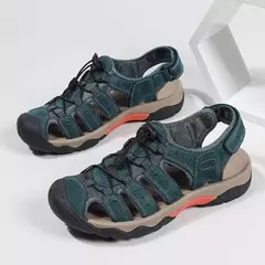 Novas sandálias masculinas de couro genuíno macio sandálias sapatos masculino - loja online
