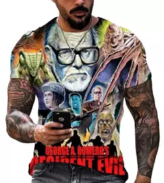 Camiseta casual masculina, filme de terror, atmosfera, grande, suspense, venda quente, novo, 2024