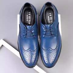 Sapatos de couro de bezerro genuíno, sapatos formais de negócios clássicos masculinos, sapatos Oxford artesanais
