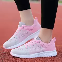 Sapatos de corrida leves e respiráveis para mulheres, calçados esportivos antiderrapantes, ao ar livre, macios, com cordões, moda, tênis - comprar online