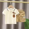 IENENS-Conjuntos de roupas infantis para bebês, camisa polo e shorts de manga curta, roupas casuais infantis para meninos, verão