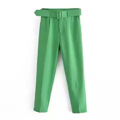 TRAF-Calças de escritório femininas de cintura alta, calças cortadas, roupa formal, roupas profissionais, outono - comprar online