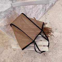 Bolsa de malha de grande capacidade feminina, pacote viagem praia, bolsa de ombro única, bolsa feminina, design Hollow Out, moda na internet