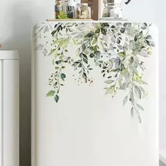 Imagem do 1PCS Plantas Verdes Flores Adesivo De Parede Banheiro WC Decalques Sala de estar Gabinete Casa Decoração Auto-adesivo Mural