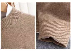 Imagem do Pulôver de malha de lã de gola meia alta masculino, suéter quente de cor sólida, blusa casual de negócios 100% lã, outono inverno