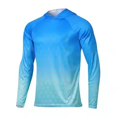 FEIYUE-Camisetas Masculinas com Capuz Azul, Manga Comprida, Secagem Rápida, Respirável, Caminhada, Camisas de Pesca, À Prova de UV, UPF 50 Plus, TOPS - loja online