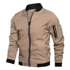 Jaqueta bomber leve masculina, casaco com zíper e bolsos, corta-vento esportivo, roupas casuais, primavera, outono - Wolf Magazine