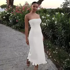 Vestido maxi fino bustier feminino, sem mangas, sem costas, vestidos de bainha enrolados, robe de festa feminino, monocromático, moda sexy, verão, novo, 2022 na internet