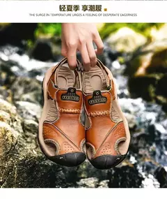 Sapatos de couro genuíno masculino, sandálias macias, chinelos confortáveis, modelos, sandálias, originais - comprar online