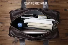 Maleta de couro retrô para homens, couro natural, bolsa vertical, bolsa de ombro casual, mochila masculina, adequada para laptop de 15 ", NZPJ - loja online