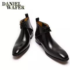 Design de luxo chukka botas moda masculina botas de tornozelo de couro genuíno