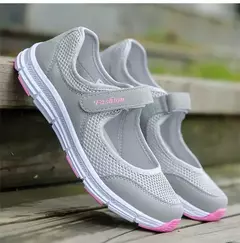 Imagem do Tênis confortáveis ao ar livre para mulheres, tecido de malha respirável, sapatos femininos, calçado feminino, moda, novo, 2024