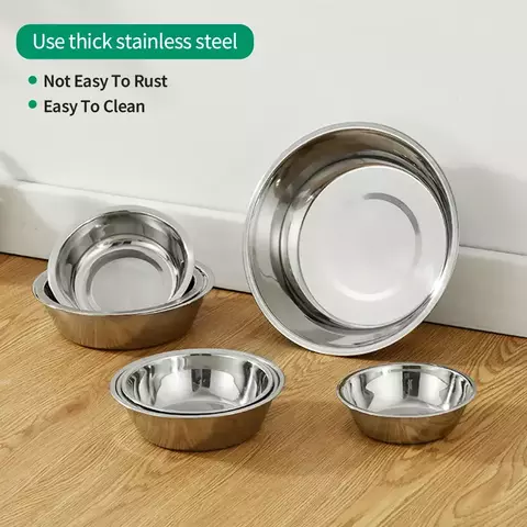 Tigela para alimentação de animais de estimação, grande capacidade, aço inoxidável, comida para cães e gatos, tigela alimentadora de metal, durável e barata