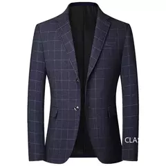 Blazers xadrez azul casual slim fit masculino, jaquetas de negócios, roupas formais, casacos masculinos, novos, primavera, outono, tamanho 4XL na internet