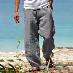 is japoneses informales de verano para hombre, Pantalón recto, holgado, transpirable, de playa, para hombre - comprar online