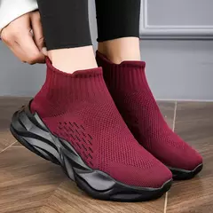Tênis de sola grossa antiderrapante para mulheres, sapatos respiráveis, sapato de grife, meias de tênis, luxo leve, feminino - Wolf Magazine