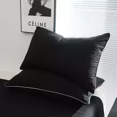 Conjunto de cama de cor preta para adultos, estilo simples, lençóis duplos, solteiro, rainha, capa de cama king, cama lisa - loja online