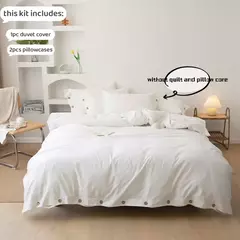 Conjunto de edredão duplo, Conjunto de cama de algodão torção sólida, Quilt Cover King Size, 100% Algodão, 220x240, 3Pcs - comprar online