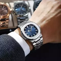 Poedagar relógio de luxo negócios à prova dwaterproof água masculino relógio luminoso data aço inoxidável quadrado quartzo relógio masculino reloj hombre 2024 novo na internet