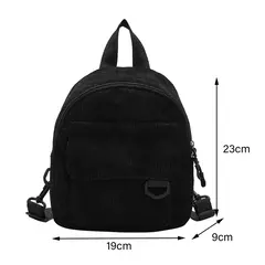 Mini mochila feminina, mochila escolar de veludo simples pequena, grande capacidade, mochila feminina durável, monocromática, casual, viajando, moda - loja online