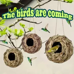 Ninho de pássaros tecido decorativo ao ar livre, Bird Cage Grass Egg Cage, Ninho de papagaio suspenso, Casas para quarto de estimação, Novo, 2024