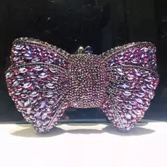 Luxo Bow Stone Clutch Bags para Mulheres, Lady's Crystal Evening Bags, Metal Verde, Minaudiere, Black Rhinestone Handbag, Wedding Party Purse - Wolf Magazine