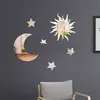 3D Star Moon Shaped Espelho Adesivo de Parede, Auto-adesivo, acrílico, removível, decalques do teto, Sala, Home Decor, DIY, 6pcs