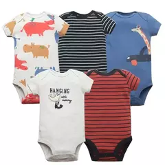 Bodysuits de manga curta recém-nascidos 100% algodão, bebê menino e menina roupas, roupas infantis macias, presentes do chuveiro do bebê, 5pcs por lote - comprar online