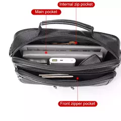 Bolsa de ombro de couro genuíno para homens Bolsa preta de couro, saco do mensageiro do escritório do negócio, saco crossbody masculino - comprar online