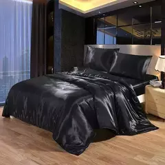 Imagem do Conjunto de cama de seda cetim para cama queen e king size, capa de edredão de luxo, lençol plano e equipado, edredão, 4 PCs, 30 PCs